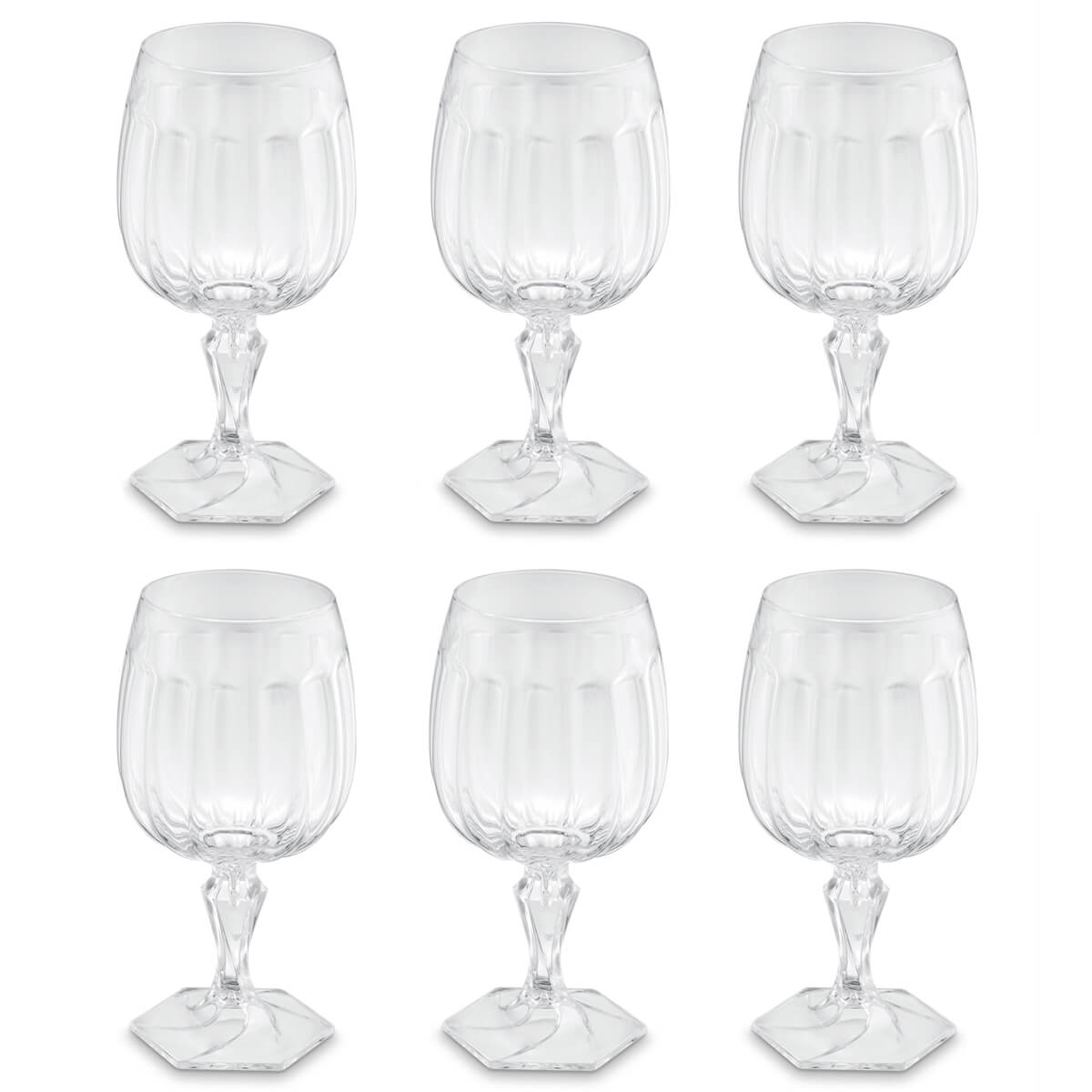 Conjunto 6 Taças Para Água Tomar Suco 350ml Poliestireno UZ Samba Transparente