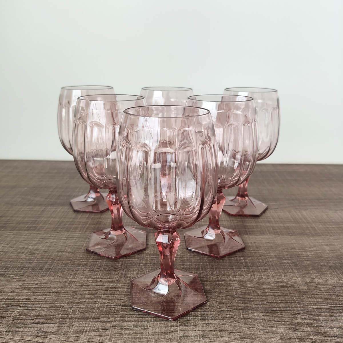 Conjunto 6 Taças Para Água Tomar Suco 350ml Poliestireno UZ Samba Transparente Rosa