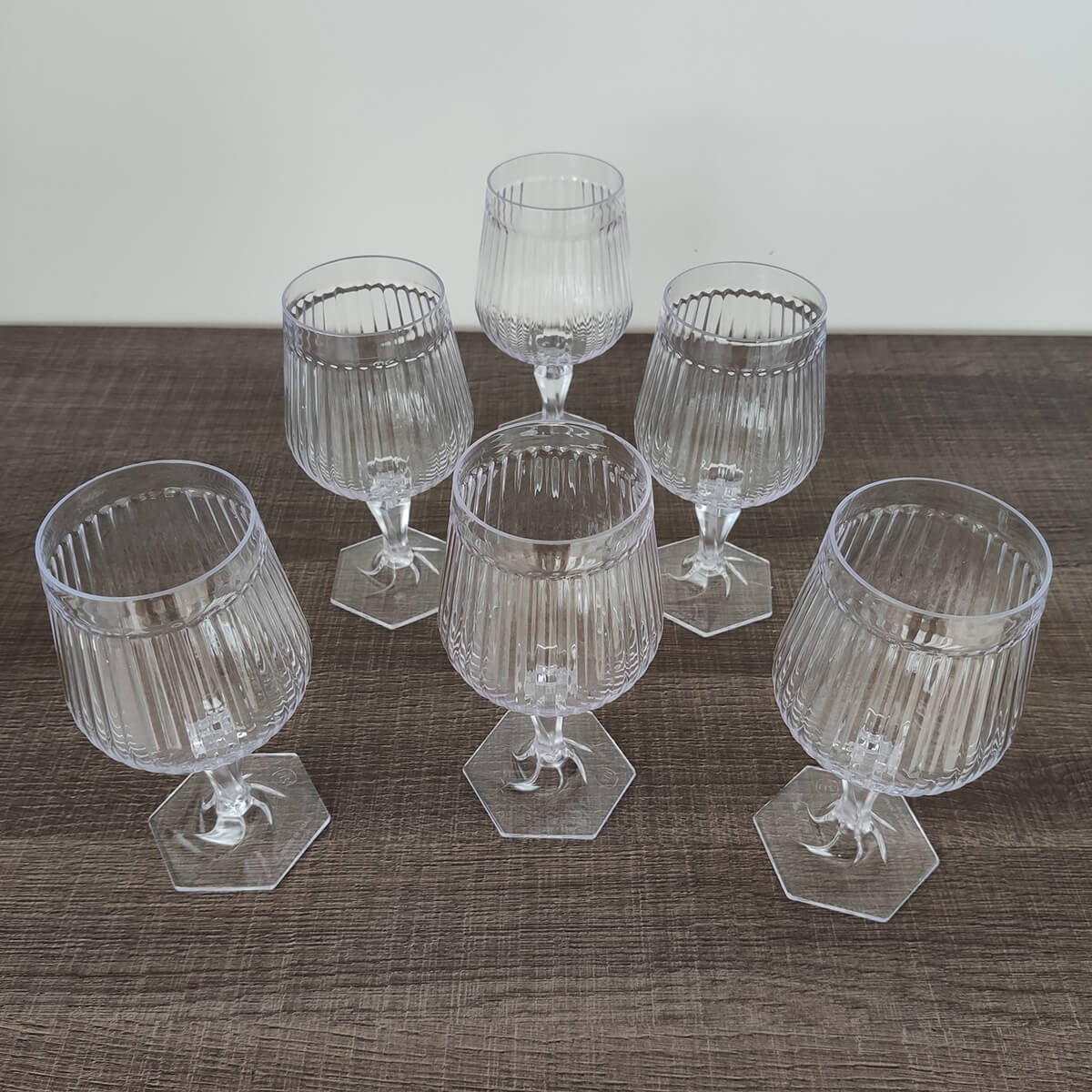 Conjunto 6 Taças Para Água Vinho Suco 350ml Plástico UZ Axé Transparente Bebidas