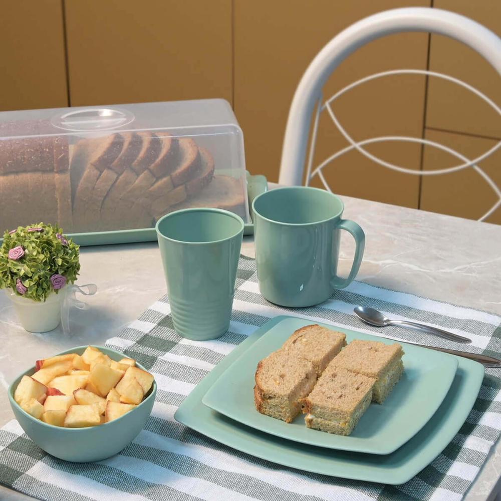 Conjunto de 24 Caneca Escolar Plástica Uz 400ml Verde Menta para Café Escola Infantil
