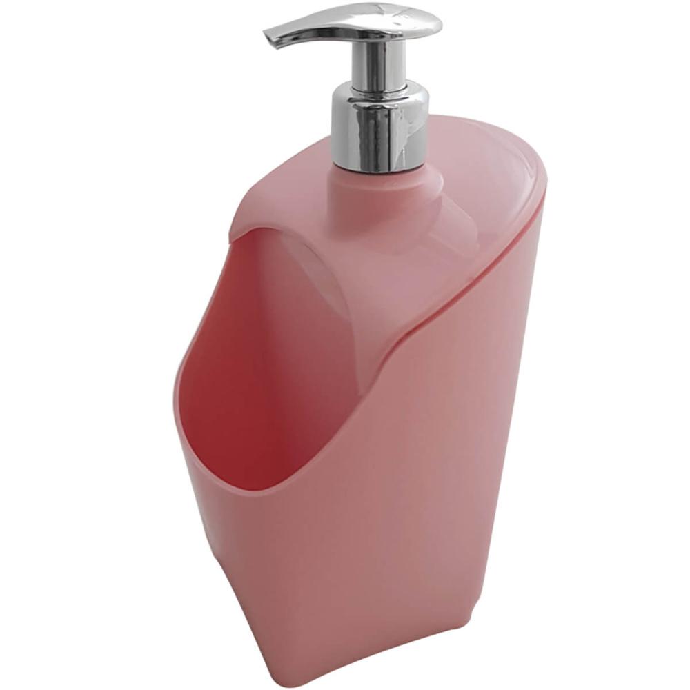 Dispenser Porta Detergente E Esponja Organizador De Pia Uz Rosa Quartzo