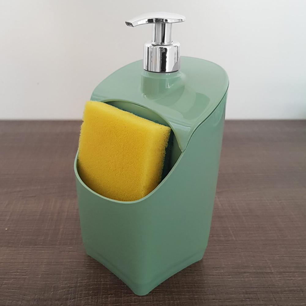 Dispenser Porta Detergente E Esponja Organizador De Pia Uz Verde Menta