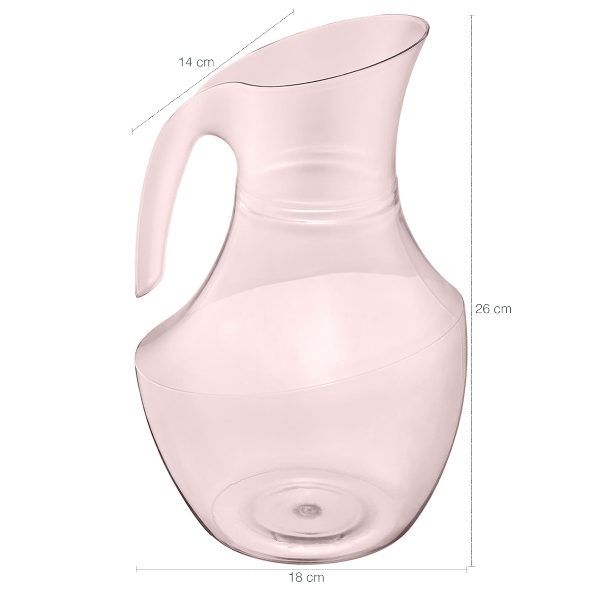 Jarra De Plástico Lisa Com Alça 2,1L Jarro Valsa Rosa Translúcido UZ
