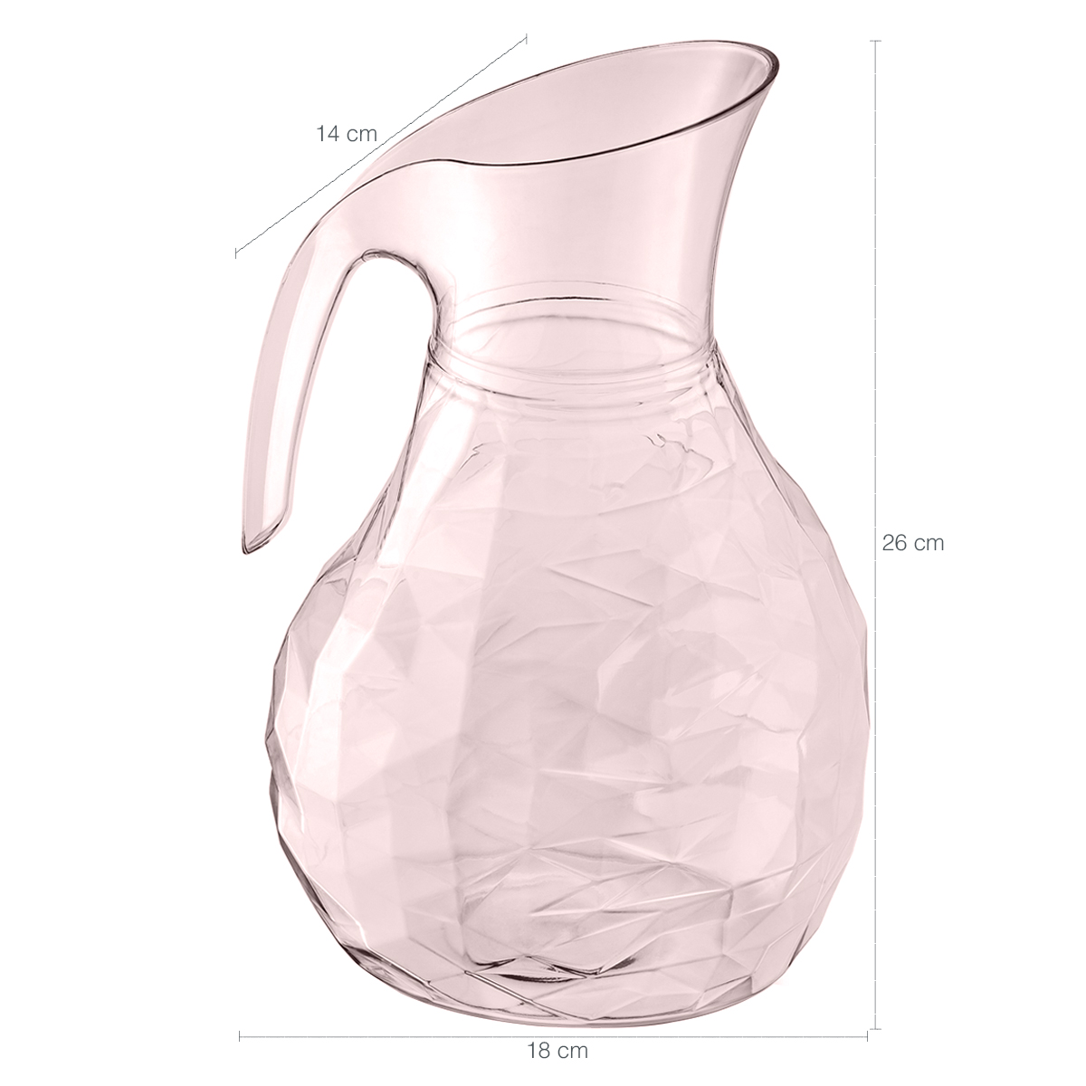 Jarro De Plástico Com Alça 2,3L Jarra Tango Para Água E Suco Rosa Translúcido UZ