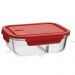 Kit 2 Marmitas Herméticas com Divisória 1L cada Potes de Vidro Borossilicato Vermelho UZ