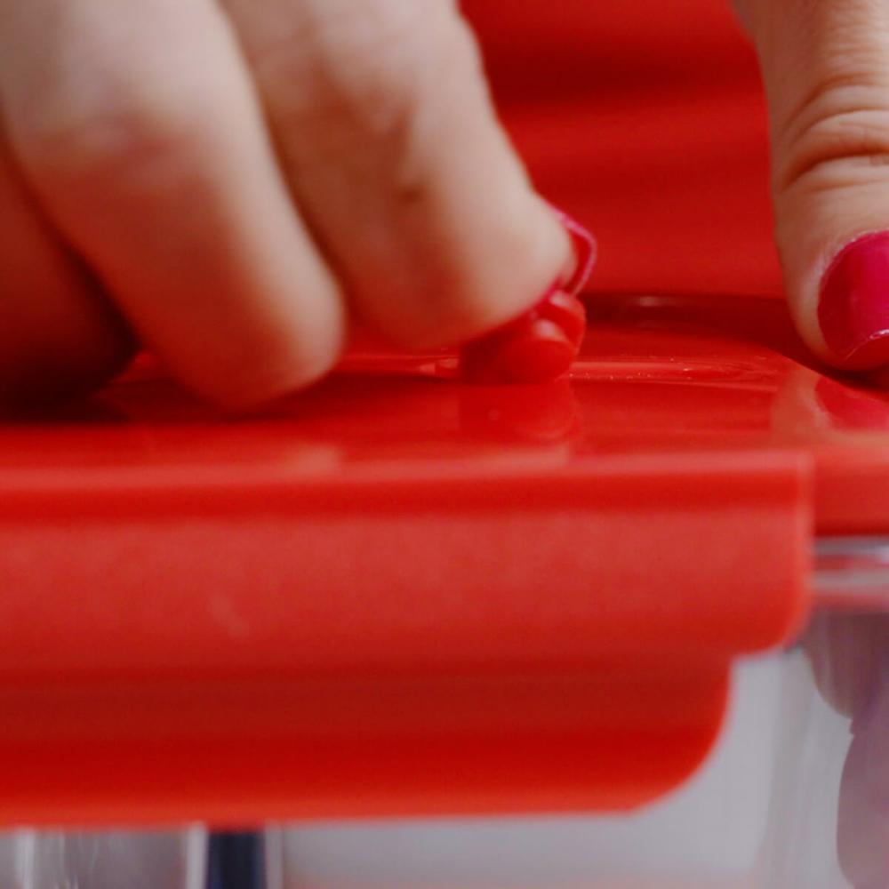 Kit 2 Marmitas Herméticas com Divisória 1L cada Potes de Vidro Borossilicato Vermelho UZ