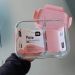 Kit 2 Marmitas de Vidro com Divisória 1L Rosa Pote Hermético
