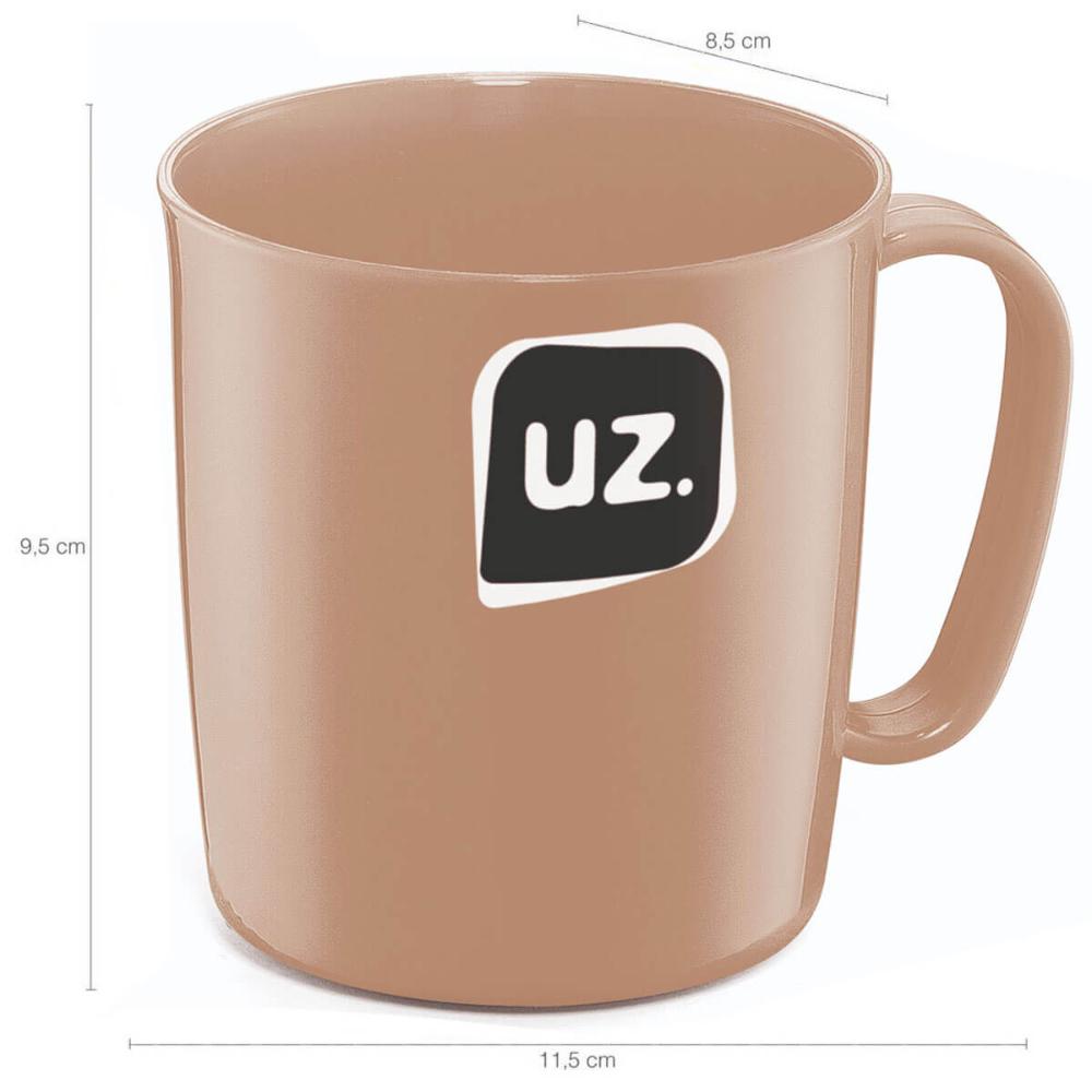 Kit 24 Canecas Plásticas 400ml Escolar Refeitório Lanche Merenda Ergonômica UZ Cappuccino