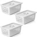 Kit 3 Caixas Cesto Organizador M com Tampa Empilhável 31x22cm Branco