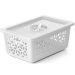 Kit 3 Caixas Cesto Organizador M com Tampa Empilhável 31x22cm Branco