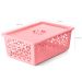 Kit 3 Caixas Organizadoras Grandes Empilháveis Com Tampas Alças Laterais UZ Rosa