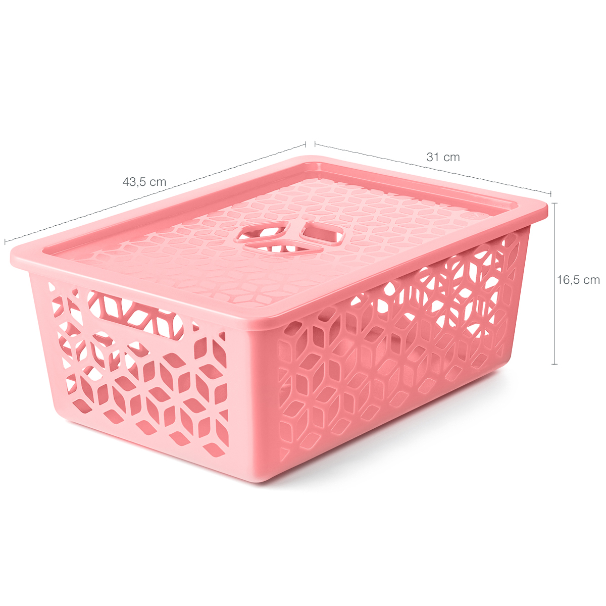 Kit 3 Caixas Organizadoras Grandes Empilháveis Com Tampas Alças Laterais UZ Rosa