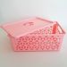 Kit 3 Caixas Organizadoras Grandes Empilháveis Com Tampas Alças Laterais UZ Rosa