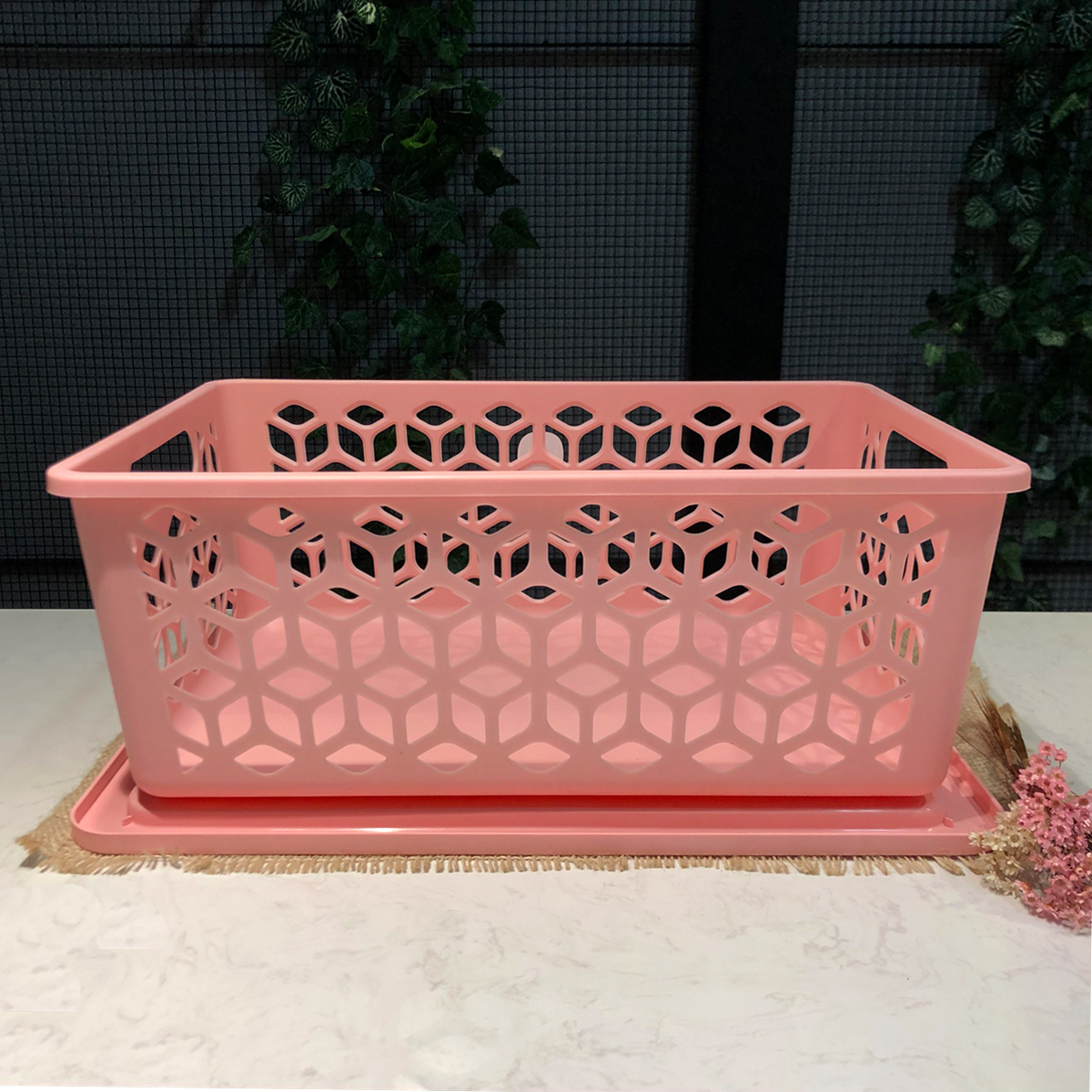 Kit 3 Caixas Organizadoras Grandes Empilháveis Com Tampas Alças Laterais UZ Rosa