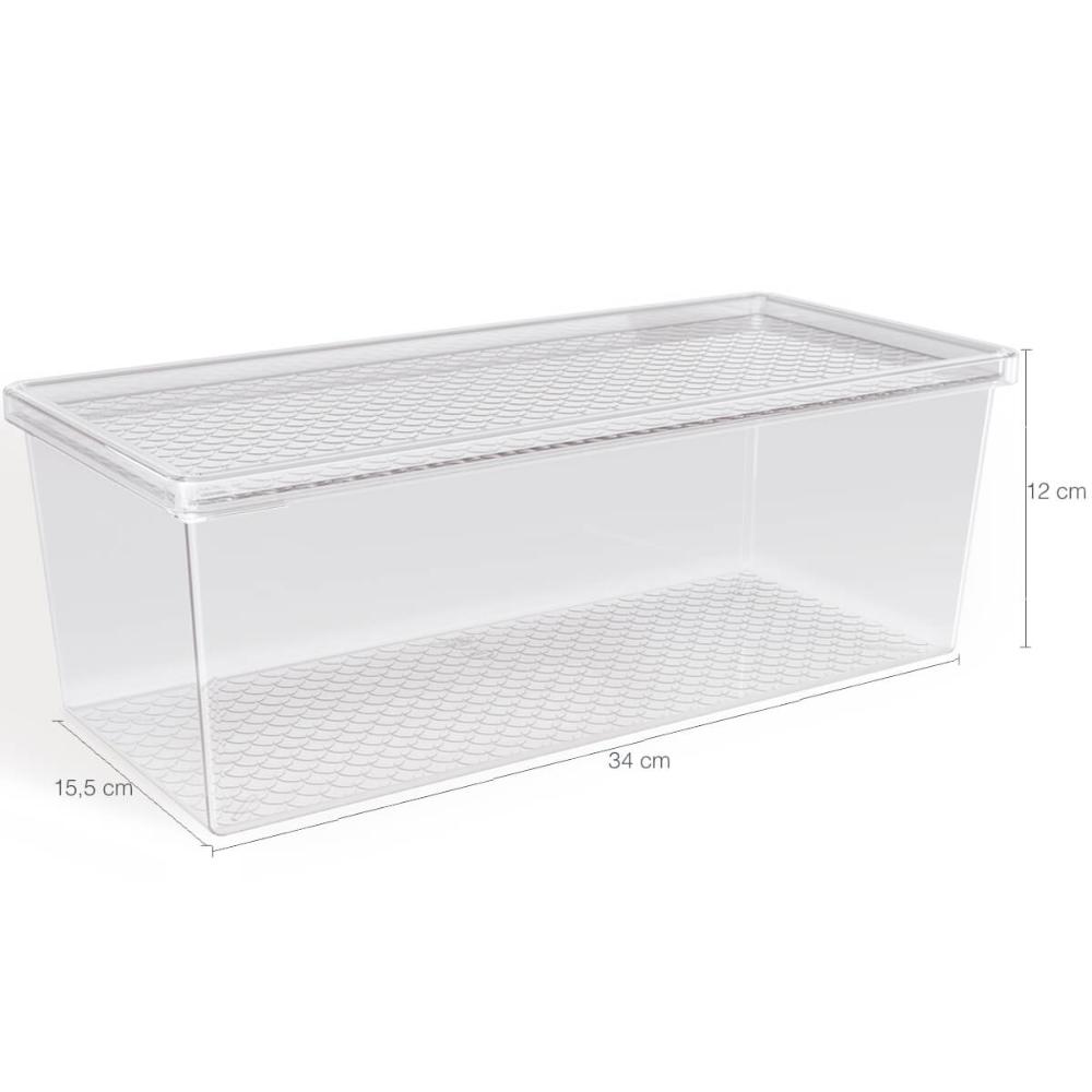Kit 3 Organizadores de Geladeira com Tampa 4,5L Frutas Legumes Multiuso Transparente UZ