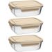 Kit 3 Potes de Vidro Borossilicato 680ml Tampa Hermética Cap