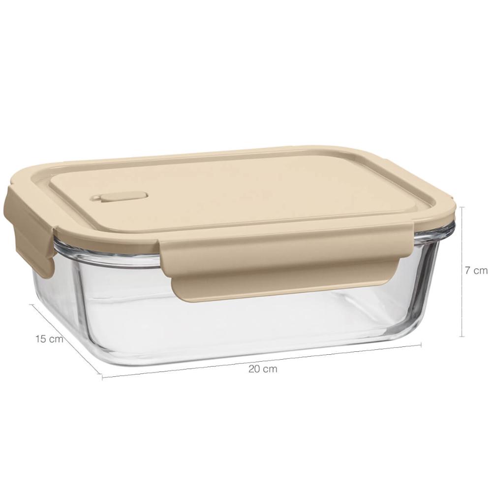 Kit 3 Potes de Vidro Herméticos 1,04L  Retangulares Capuccin