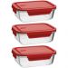 Kit 3 Potes de Vidro Herméticos 1,04L Borossilicato Vermelho