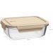 Kit 4 Potes de Vidro Borossilicato Retangulares Tampa Herméticos Capuccino UZ Marmitas
