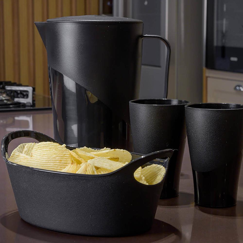 Kit 48 Cestos para Servir Batata Frita Porções Preto 21x9cm