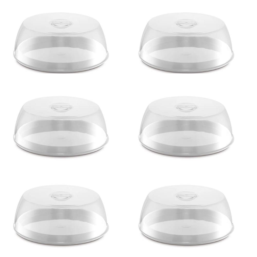 Kit 6 Porta Bolo de Plástico com Tampa Boleiras Coloridas 29cm Plus UZ Branco