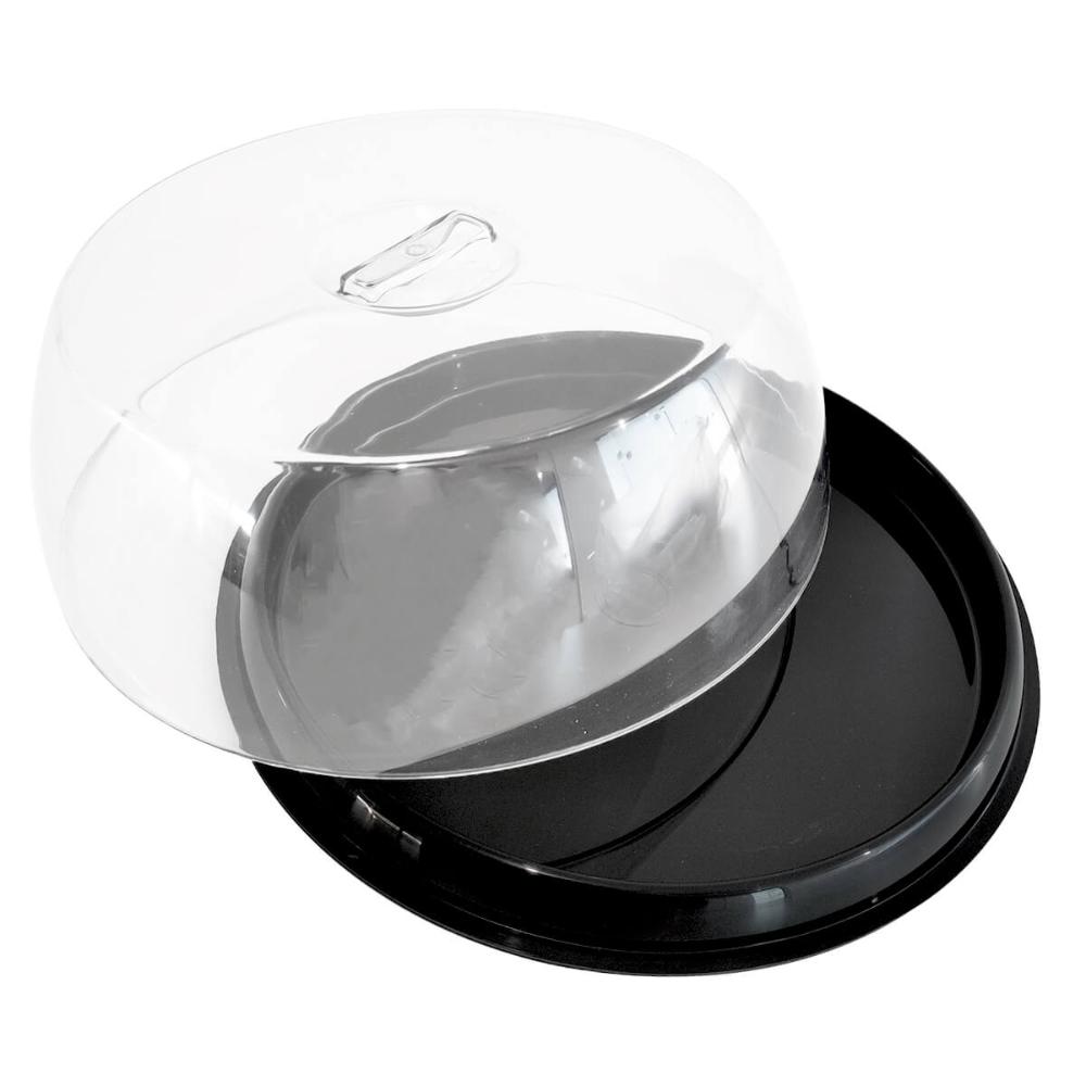 Kit 6 Porta Bolo de Plástico com Tampa Boleiras Coloridas 29cm Plus UZ Preto