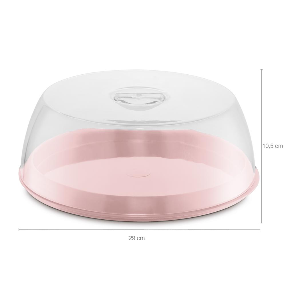Kit 6 Porta Bolo de Plástico com Tampa Boleiras Coloridas 29cm Plus UZ Rosa
