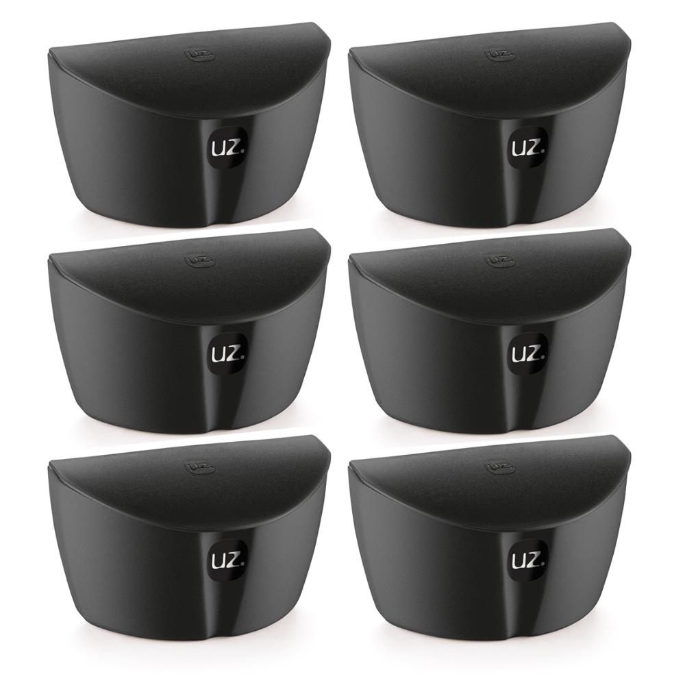 Kit 6 Saleiros com Tampa Porta Sal Cozinha 500ml Plástico UZ Preto