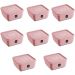Kit 8 Potes Plástico UZ Rosa Quadrados Mantimentos 1,5L com