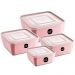 Kit 8 Potes Plástico UZ Rosa Quadrados Mantimentos 1,5L com