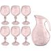 Kit Jarra 2,3L E 6 Taças 350ml Jogo De Refresco Tango Servir Água Suco Rosa Translúcido UZ