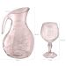 Kit Jarra 2,3L E 6 Taças 350ml Jogo De Refresco Tango Servir Água Suco Rosa Translúcido UZ