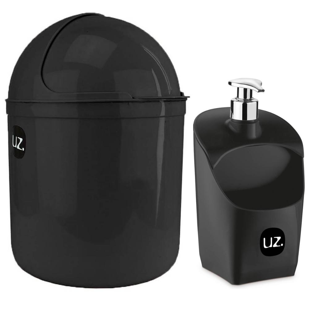 Kit Lixeira 4L Capacete E Dispenser De Detergente Porta Espo