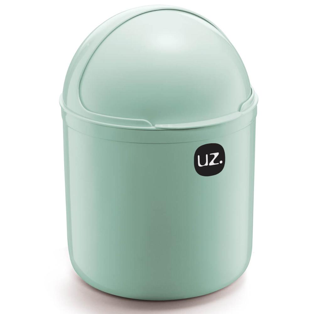 Lixeira Plastica De Cozinha Pia com Tampa Capacete e Abertura Frontal 4 litros UZ Verde Menta