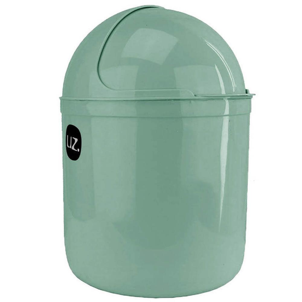 Lixeira Plastica De Cozinha Pia com Tampa Capacete e Abertura Frontal 4 litros UZ Verde Menta