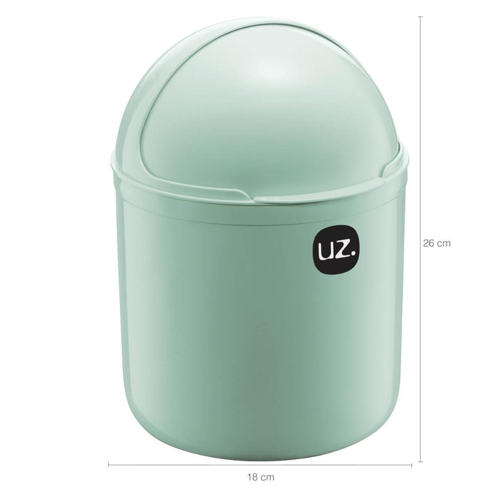 Lixeira Plastica De Cozinha Pia com Tampa Capacete e Abertura Frontal 4 litros UZ Verde Menta