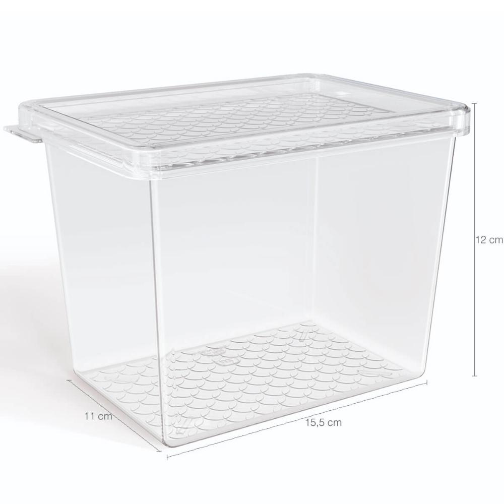 Organizador de Geladeira Multiuso Cozinha 1,3L com Tampa Transparente Frutas Verduras UZ