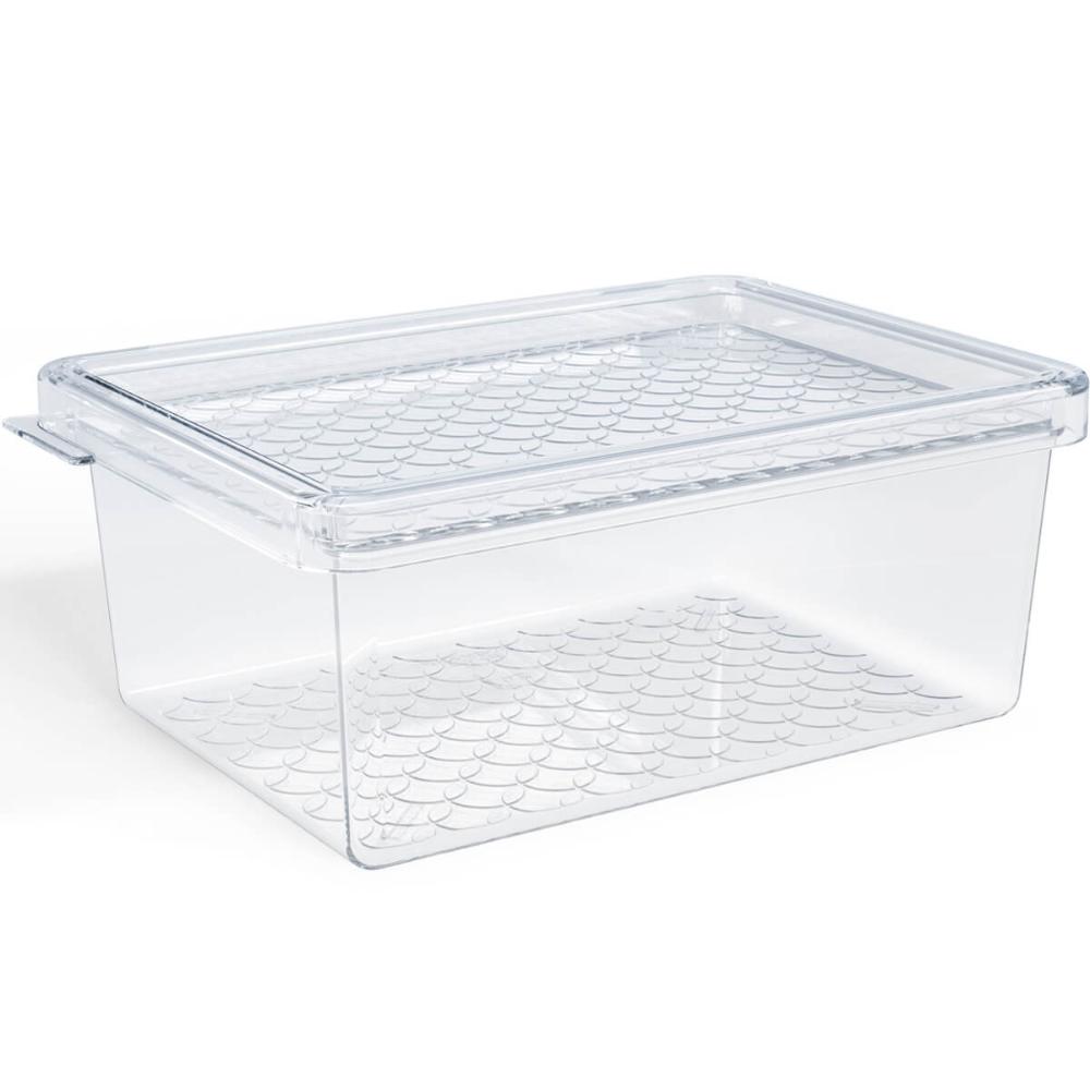Organizador de Geladeira com Tampa 660ml Cozinha Multiuso Frutas Pequeno Transparente UZ