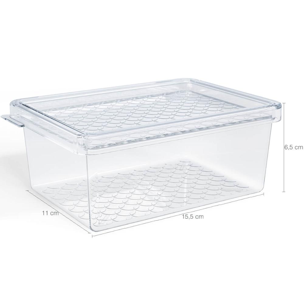 Organizador de Geladeira com Tampa 660ml Cozinha Multiuso Frutas Pequeno Transparente UZ