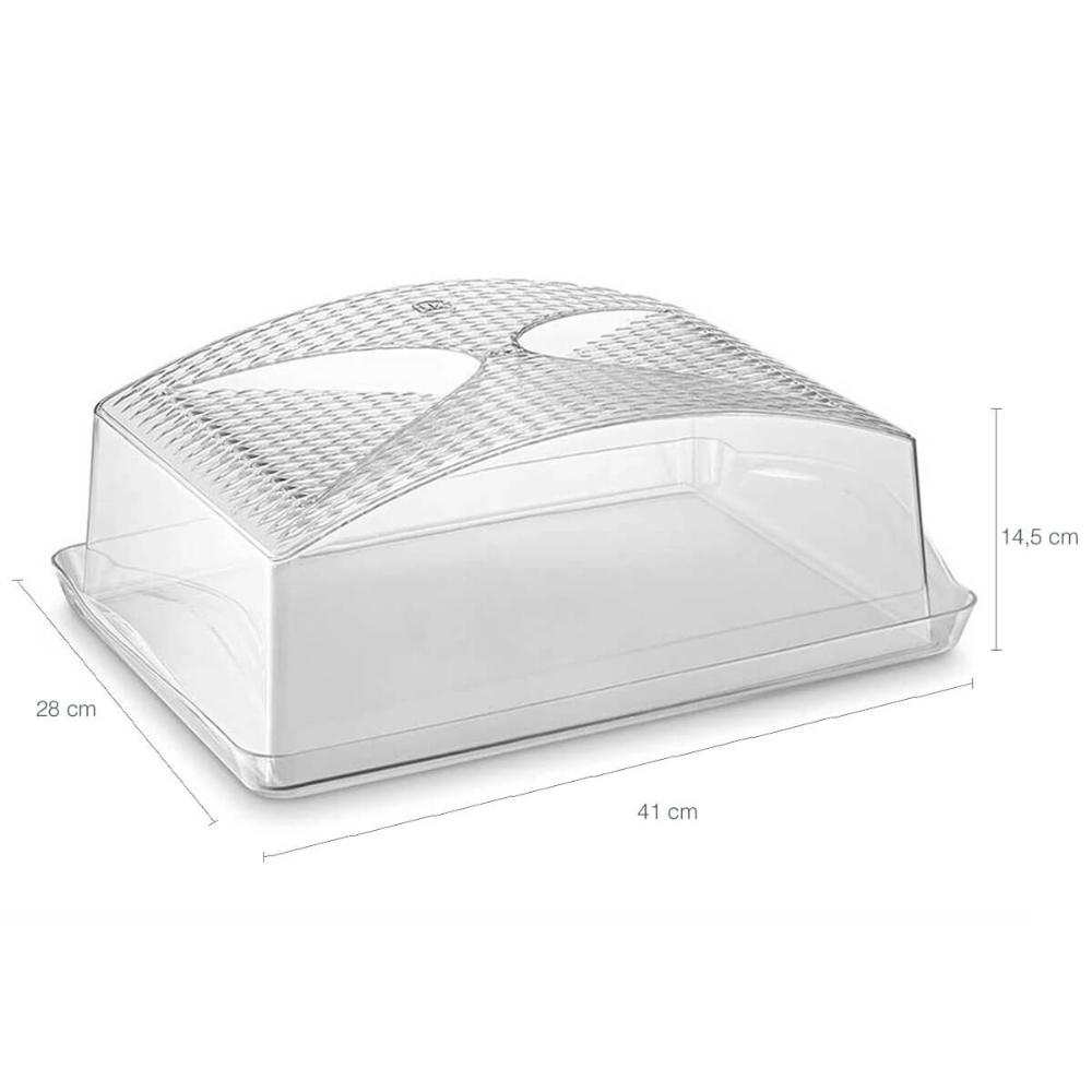 Porta Bolo Boleira Retangular 41cm com Tampa Acrílica Uz Uti