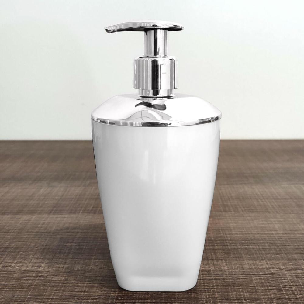 Porta Sabonete Plástico Saboneteira Líquida Para Banheiro UZ Branco 400ml