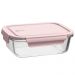 Pote Hermético de Vidro 1,04L Pote com Tampa UZ Retangular Rosa Marmita
