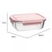 Pote Hermético de Vidro 1,04L Pote com Tampa UZ Retangular Rosa Marmita