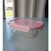 Pote Hermético de Vidro 1,04L Pote com Tampa UZ Retangular Rosa Marmita