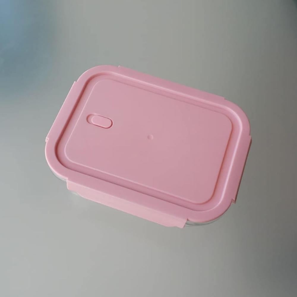 Pote Hermético de Vidro 1,04L Pote com Tampa UZ Retangular Rosa Marmita