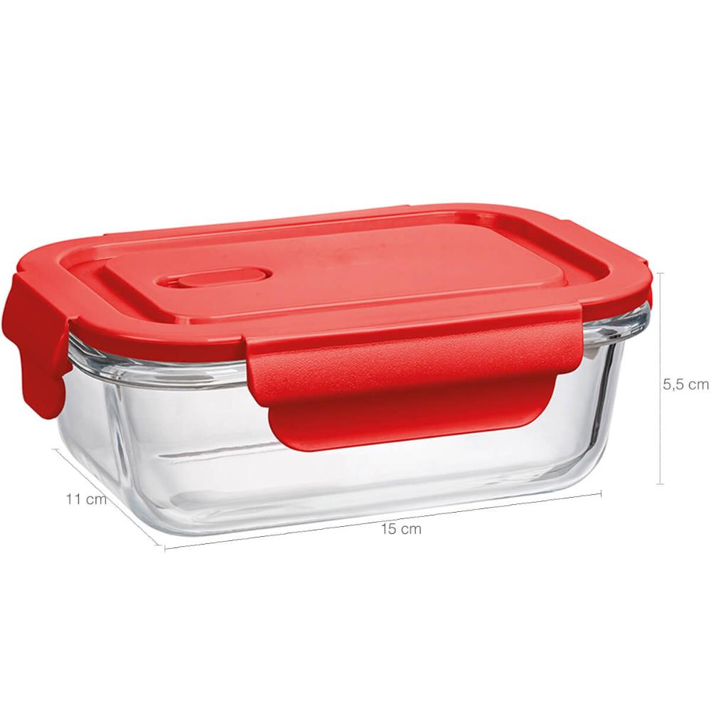 Pote Hermético de Vidro Borossilicato 410ml Retangular Verme