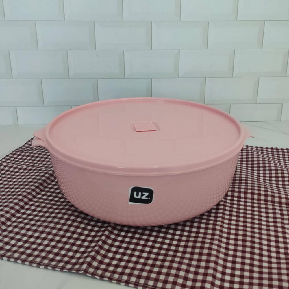 Pote Plástico com Tampa Redondo Multiuso Porta Mantimentos Color UZ Sólido 5L Rosa