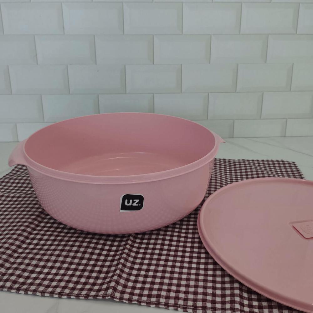 Pote Plástico com Tampa Redondo Multiuso Porta Mantimentos Color UZ Sólido 5L Rosa