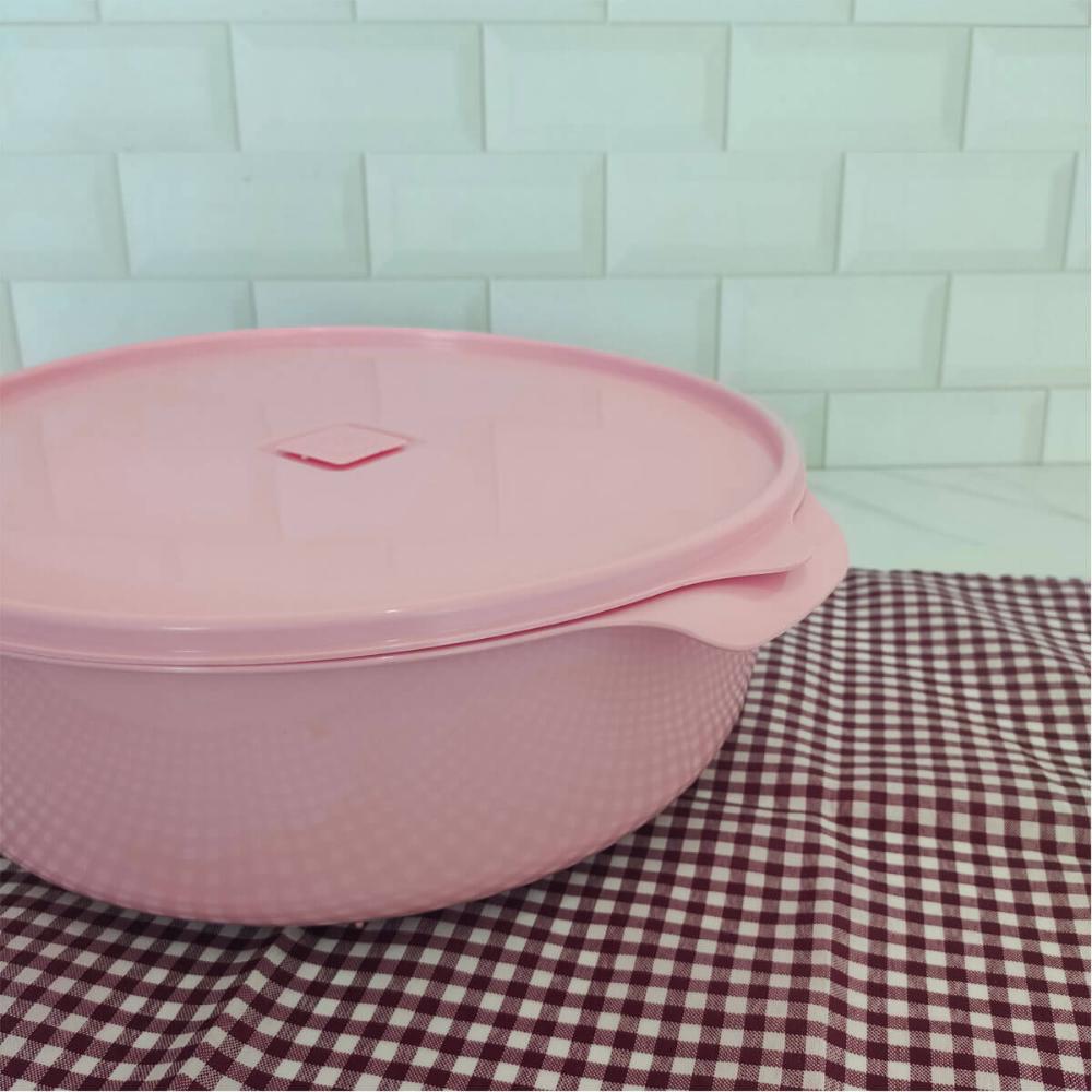 Pote Plástico com Tampa Redondo Multiuso Porta Mantimentos Color UZ Sólido 5L Rosa