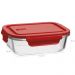 Pote de Vidro Borossilicato 680ml Hermético Retangular Tampa Vermelho UZ Porta Mantimentos